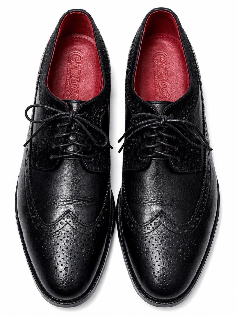 Carlos Santana Black Wingtip Oxford Dress Shoes Men’s Size 11 Brogue Lace Up - Picture 3 of 11